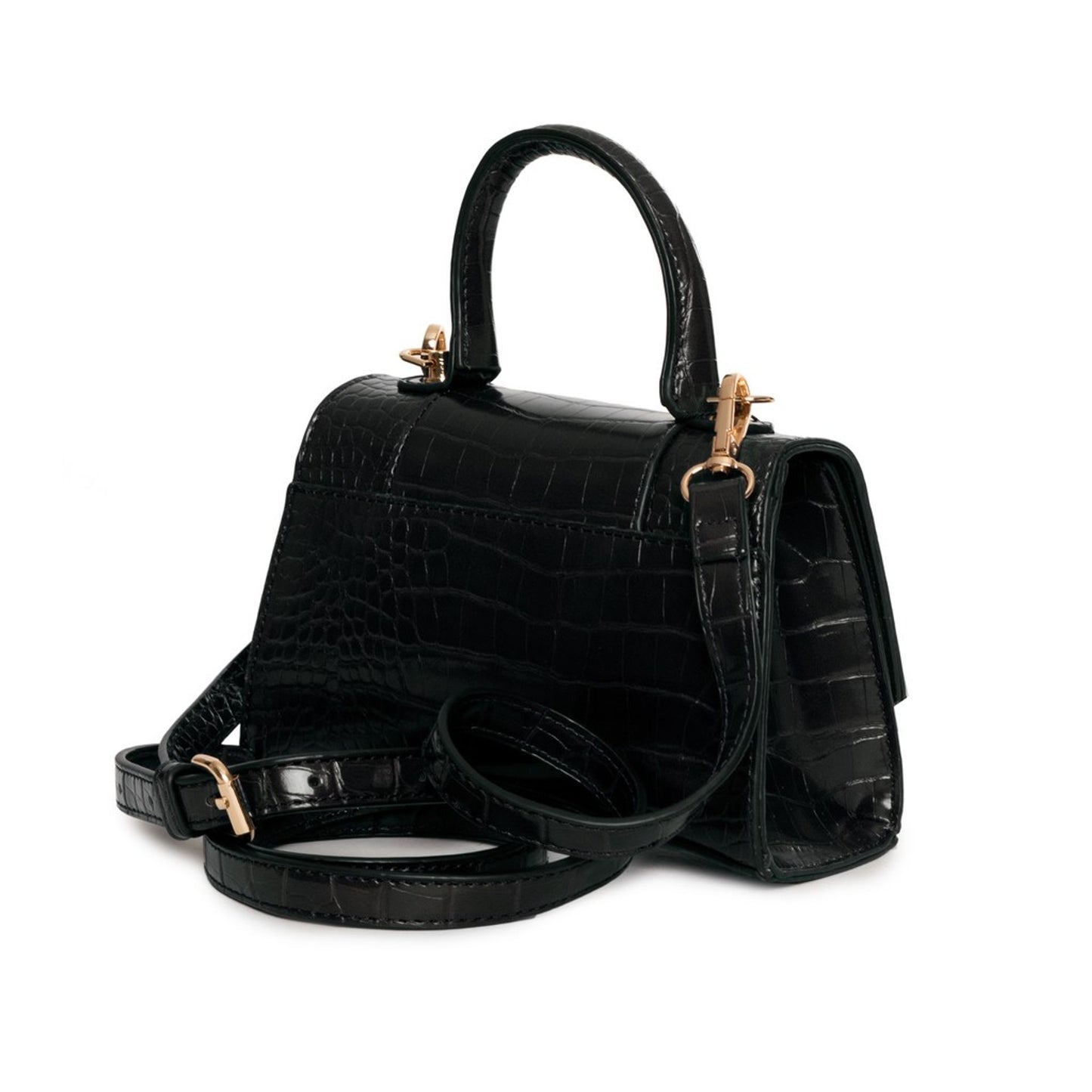 Egon von Fürstenberg Jane Bag – Handtasche in Schwarz mit Krokoprägung
