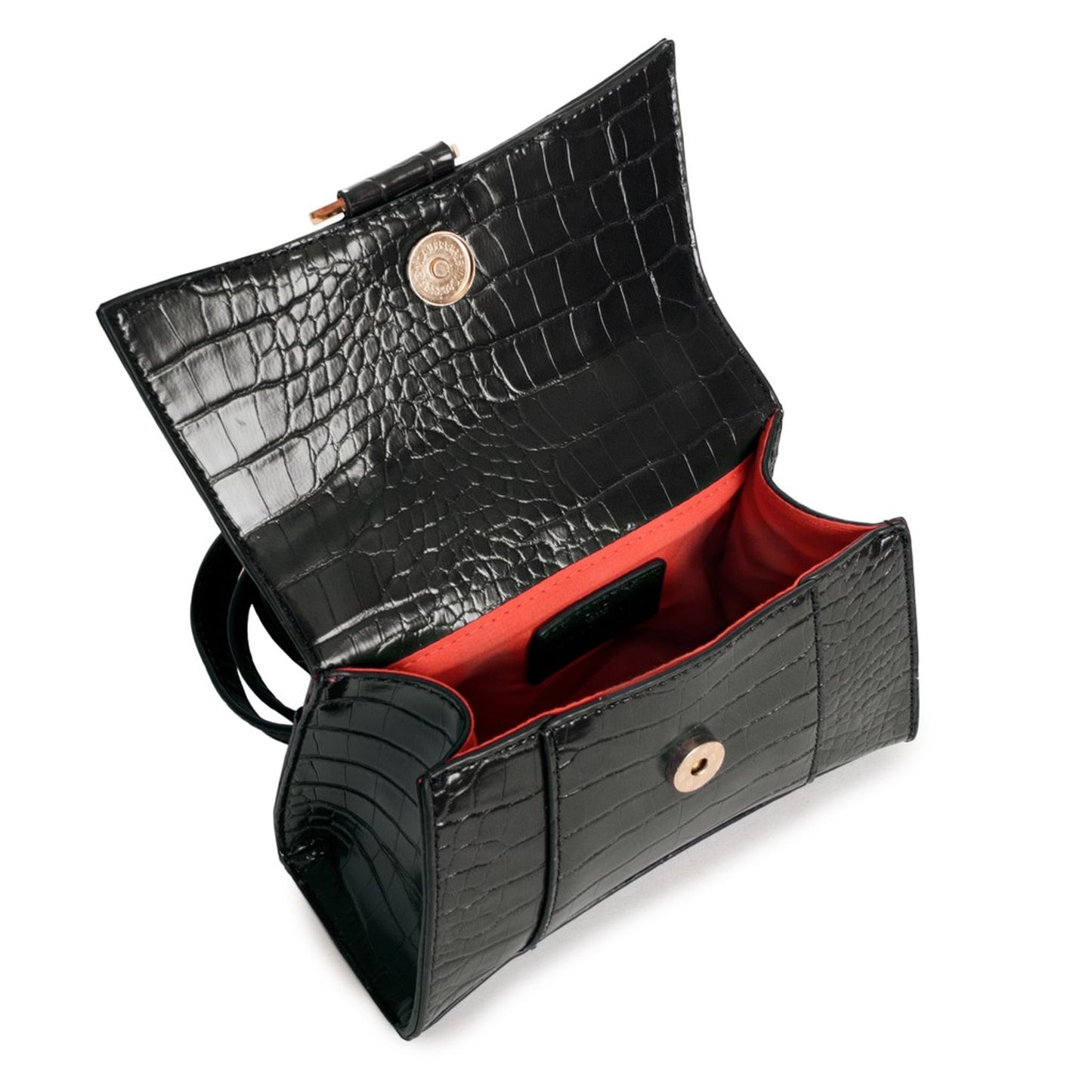 Egon von Fürstenberg Jane Bag – Handtasche in Schwarz mit Krokoprägung