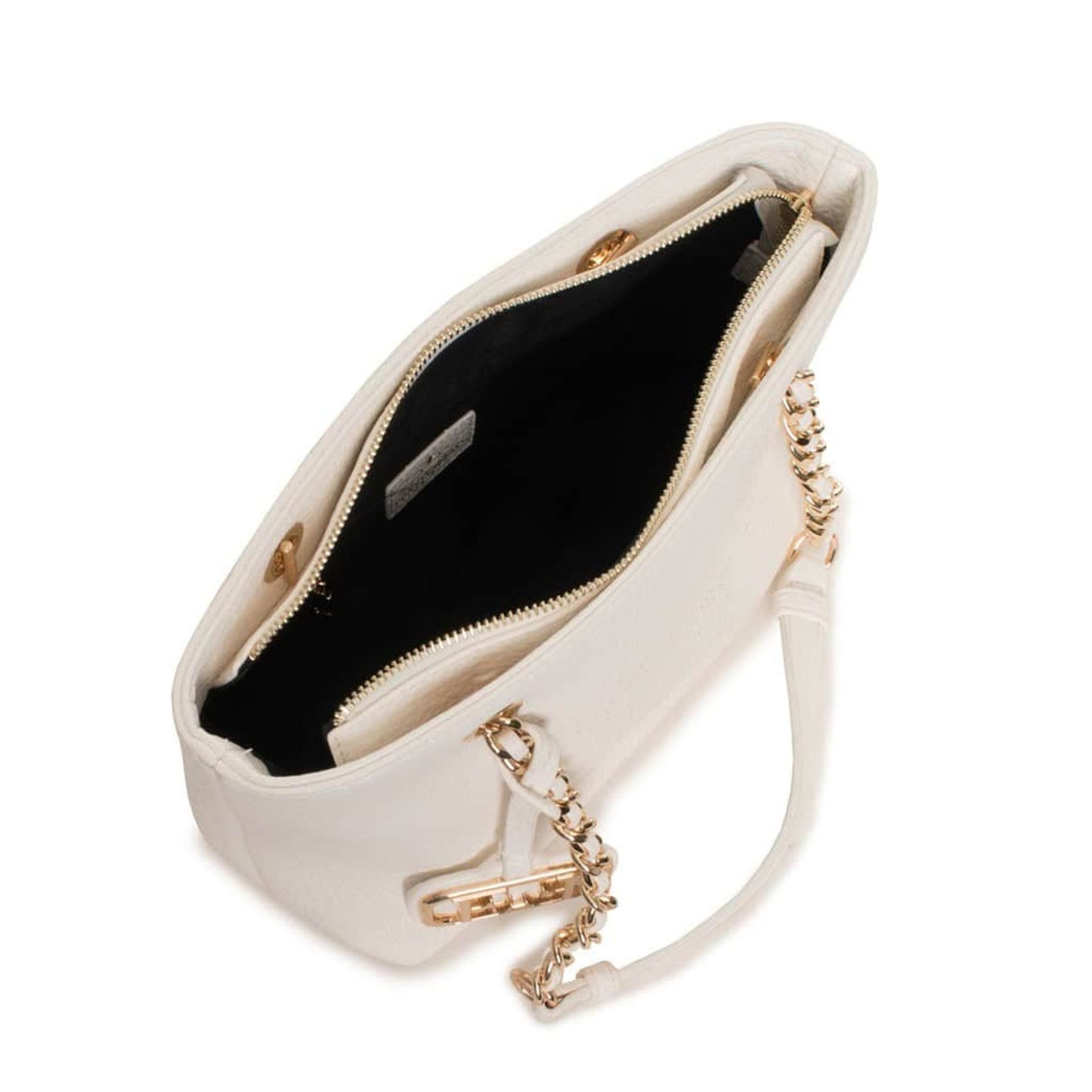 Egon von Fürstenberg CLAUDIA White – Luxus Schultertasche mit Goldkette