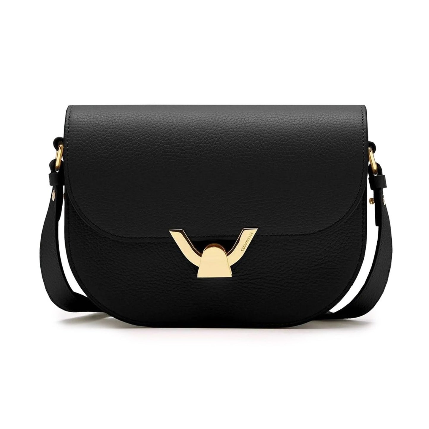 Coccinelle „Tracolla“ Crossbody Bag – Schwarz Halbmond-Design mit goldener Schließe