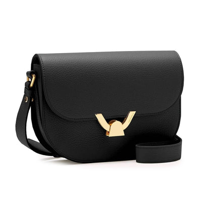 Coccinelle „Tracolla“ Crossbody Bag – Schwarz Halbmond-Design mit goldener Schließe