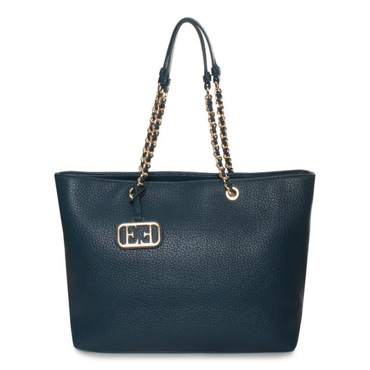 Egon von Fürstenberg NOEMI Navy – Luxus Shopper aus Echtleder mit Goldkette