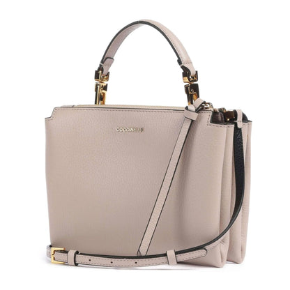 Coccinelle Tracolla Sand – Luxus Handtasche aus Echtleder mit Goldverschluss