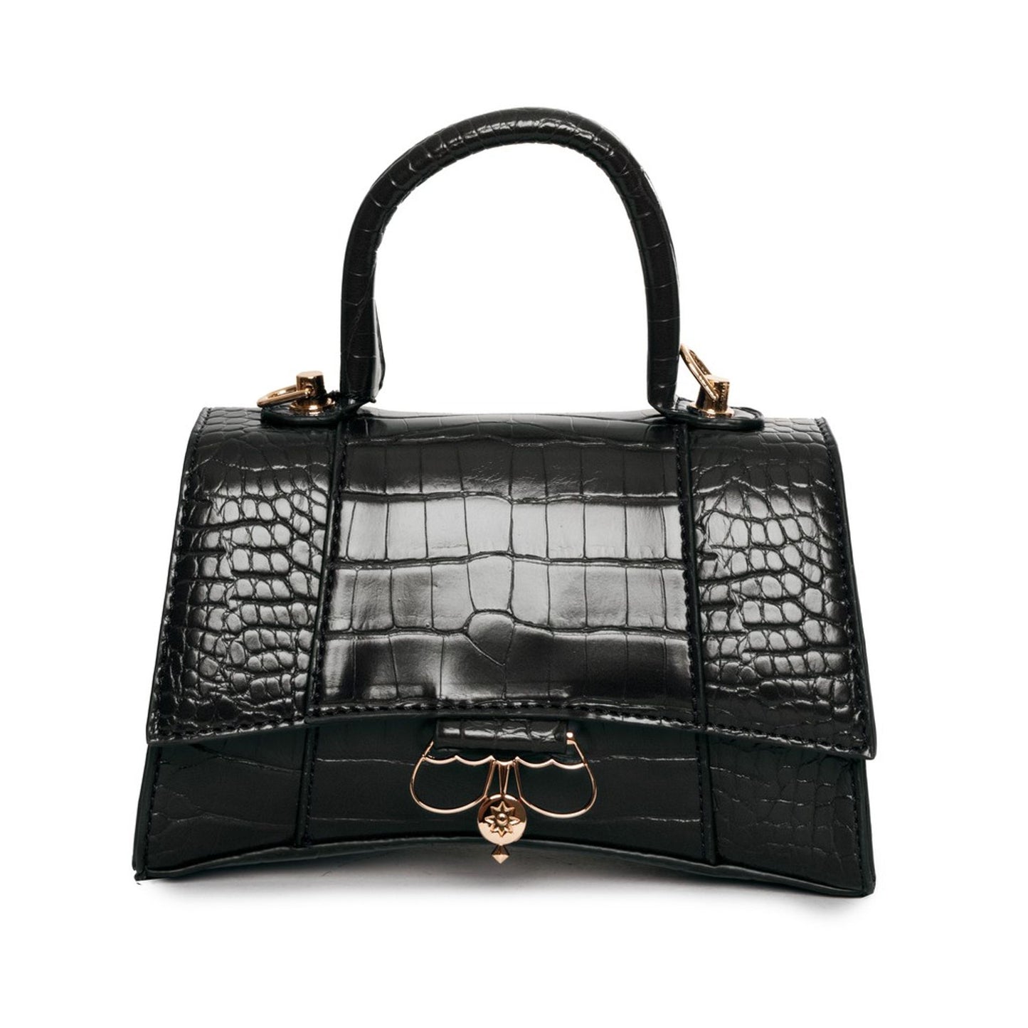 Egon von Fürstenberg Jane Bag – Handtasche in Schwarz mit Krokoprägung