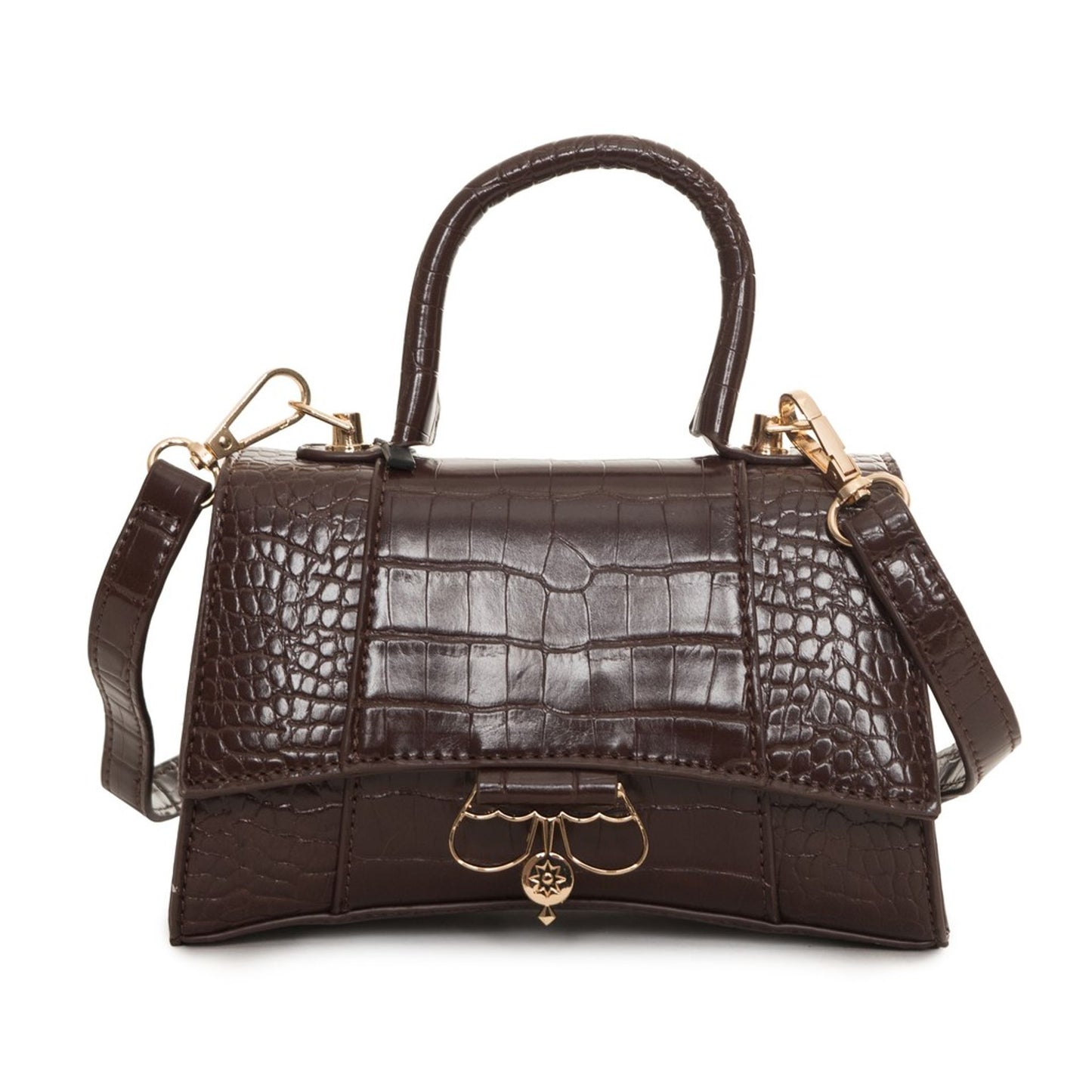 Egon von Fürstenberg Jane Tasche Braun | Handtasche mit Krokoprägung