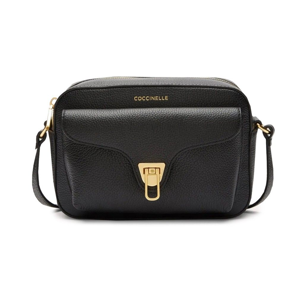 Coccinelle Beat Small Schwarz – Luxus Echtleder Crossbody Tasche mit Goldverschluss
