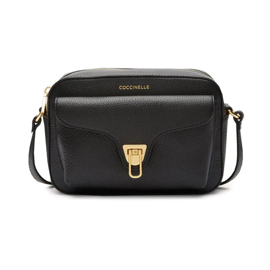 Coccinelle Beat Small Schwarz – Luxus Echtleder Crossbody Tasche mit Goldverschluss