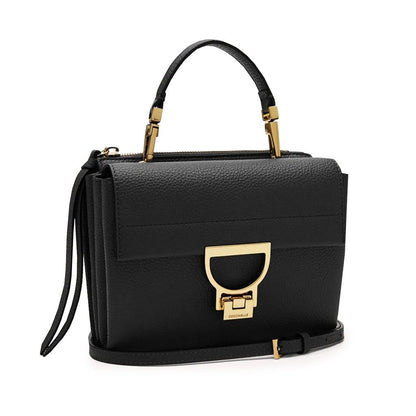 Coccinelle Arlettis Small Schwarz – Luxus Echtleder Handtasche mit Goldverschluss