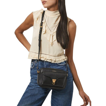 Coccinelle Beat Small Schwarz – Luxus Echtleder Crossbody Tasche mit Goldverschluss