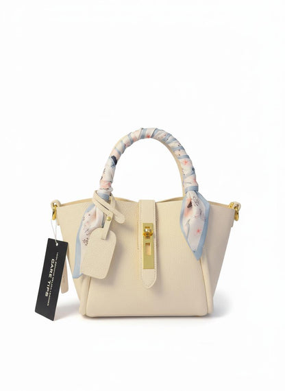 Melo “Elina Tote” – Elegante Leder-Handtasche mit Tuch-Detail